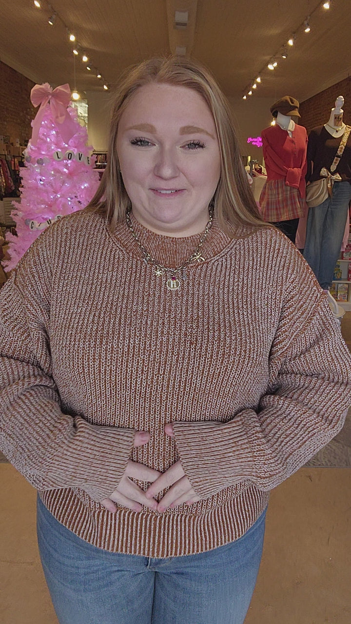 Brown Mock Neck Sweater