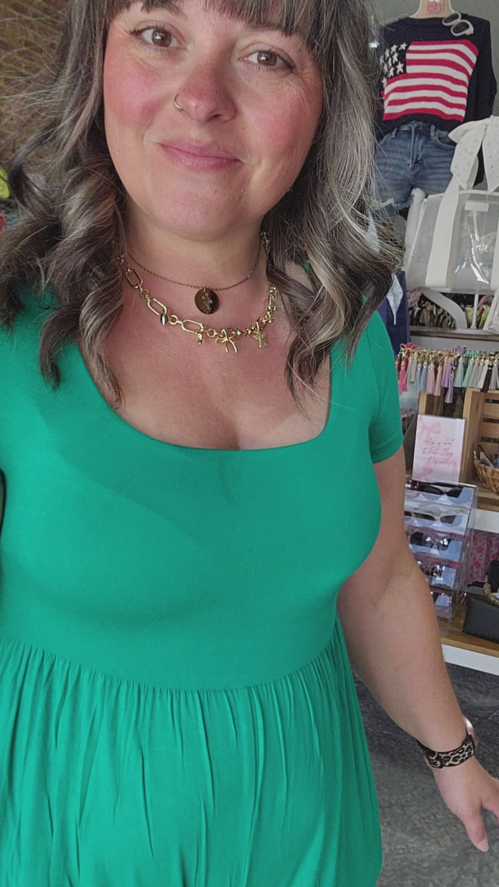Kelly Green Cropped Romper