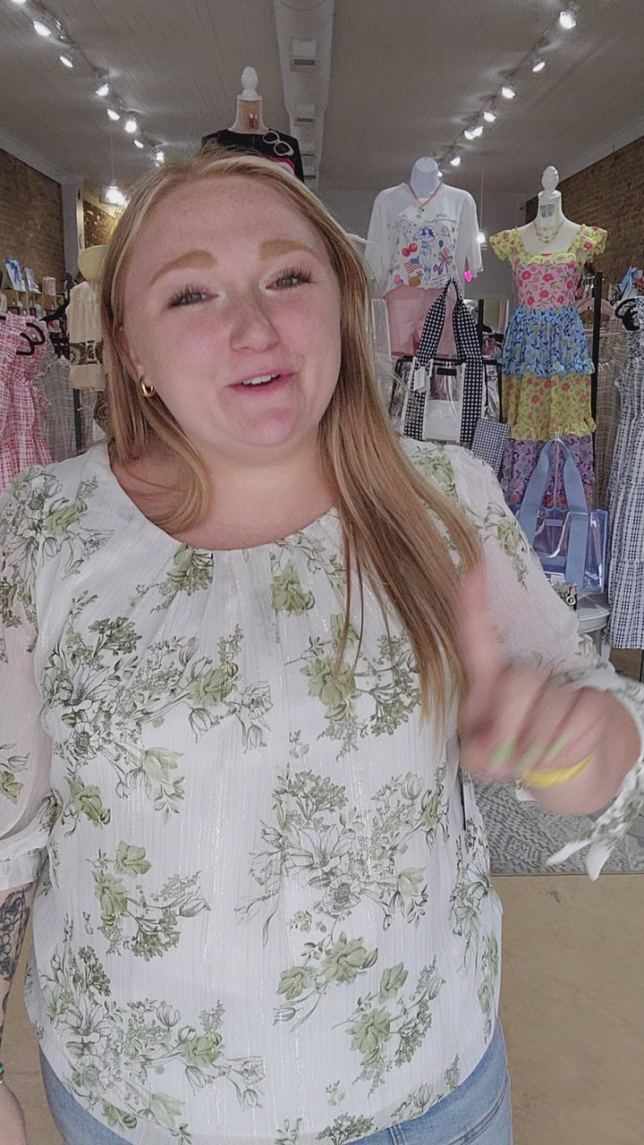 White Floral Blouse