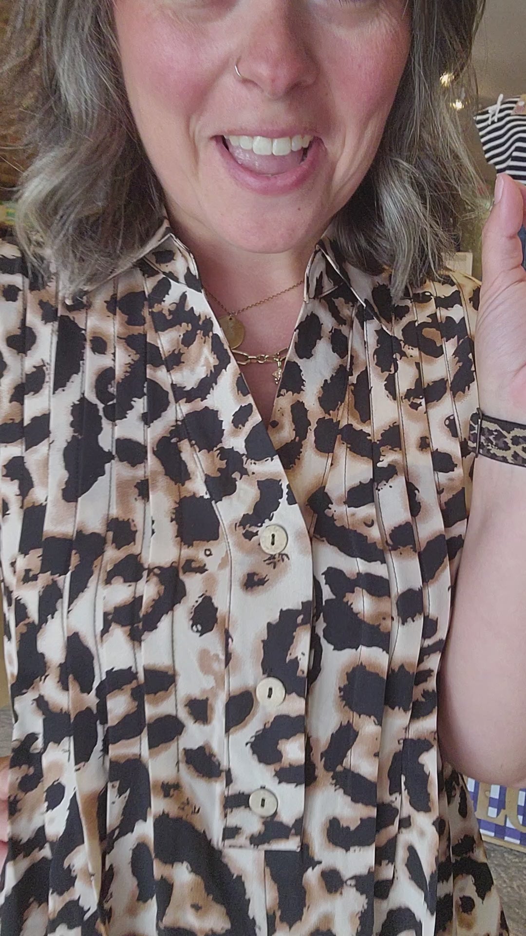 Leopard Pin Tuck Romper