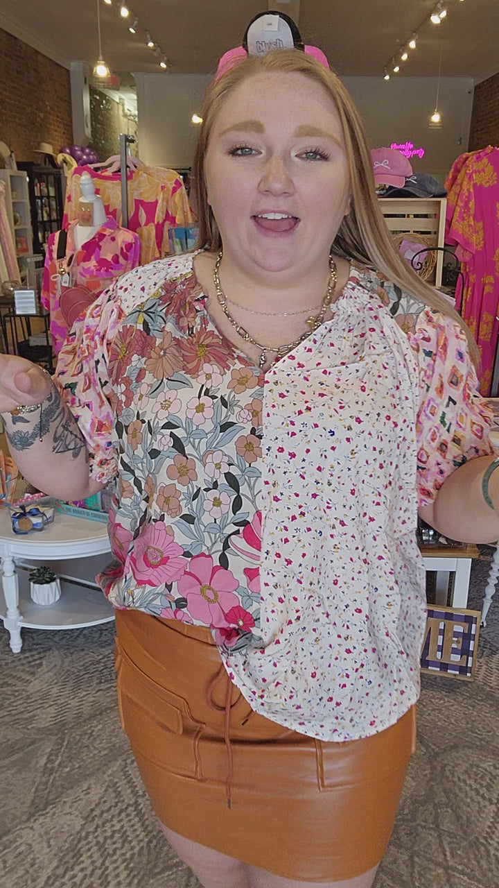 Floral Color Block Top