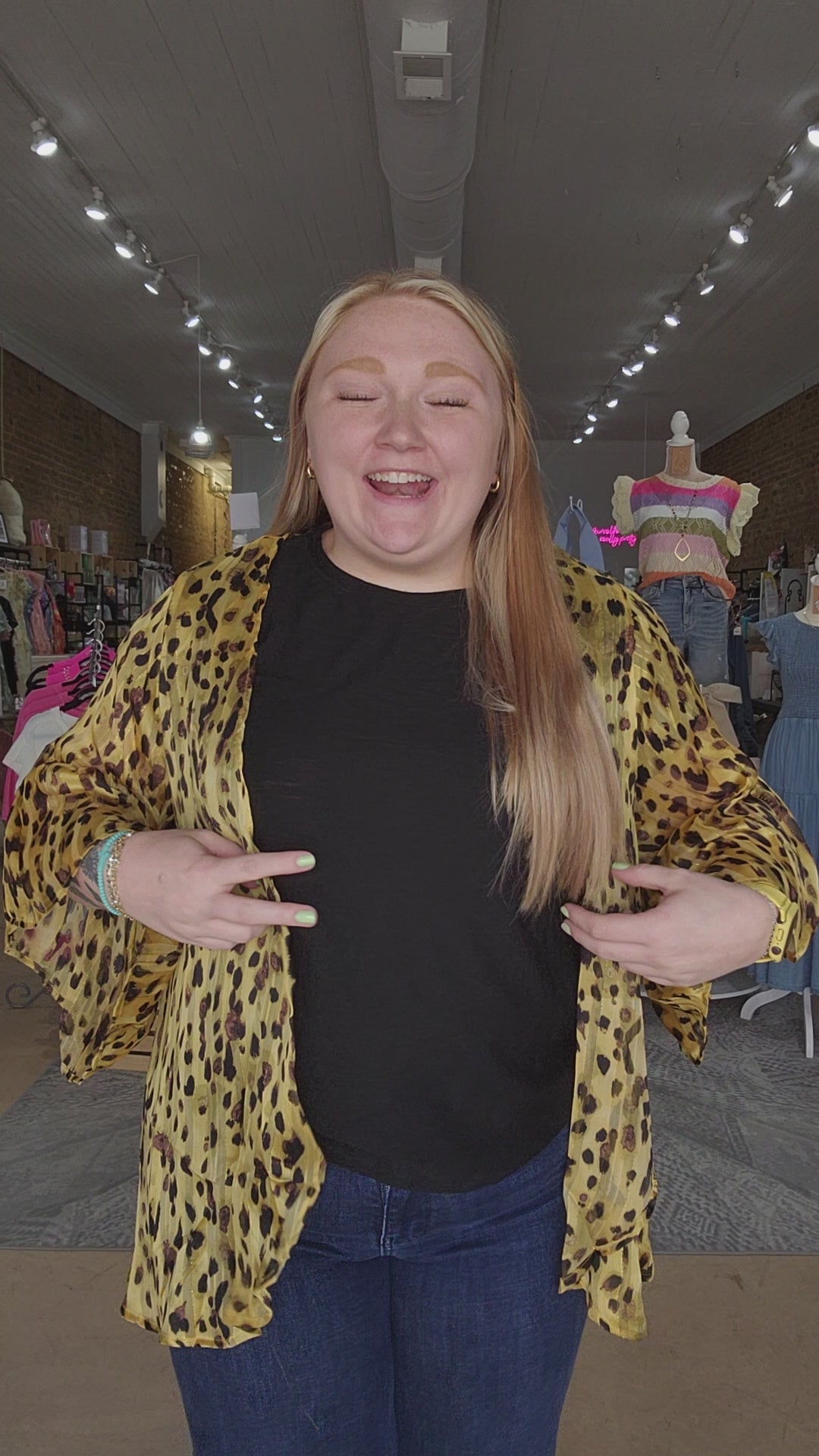 Golden Cheetah Print Kimono