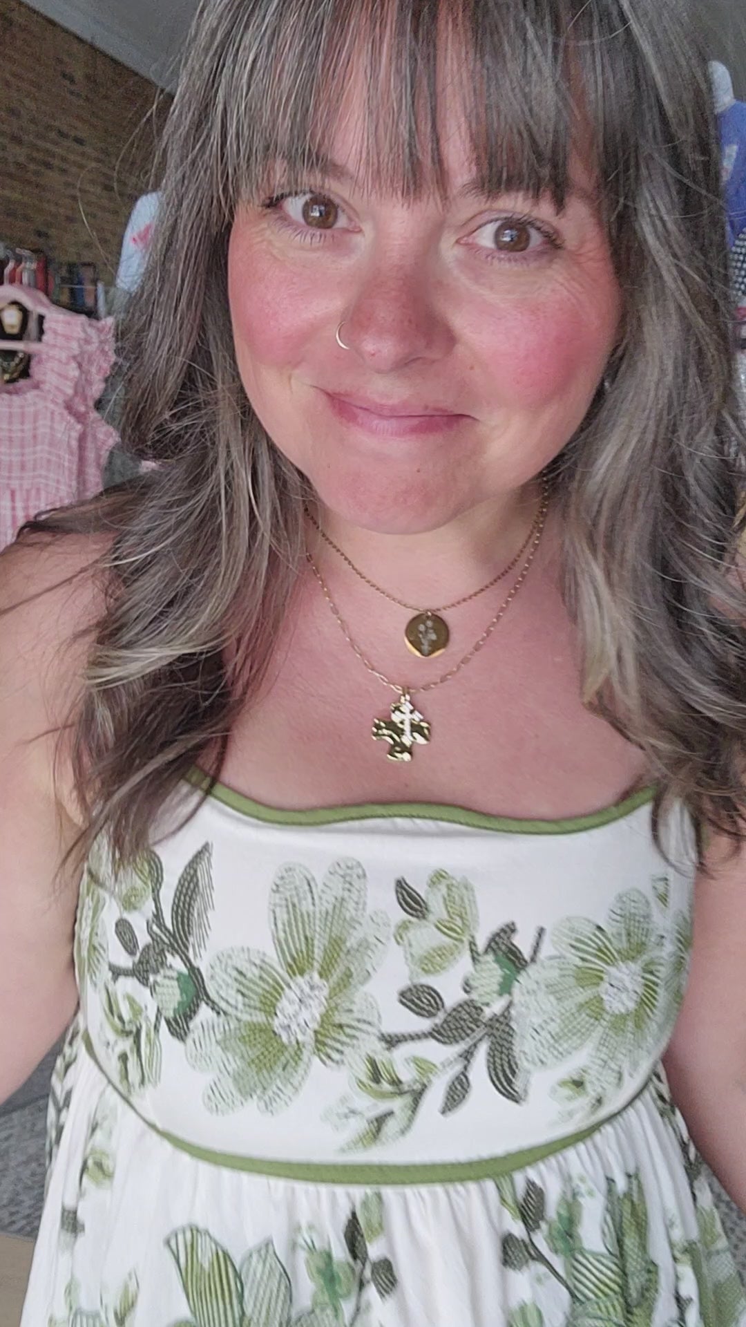 Olive Floral Spaghetti Strap Dress
