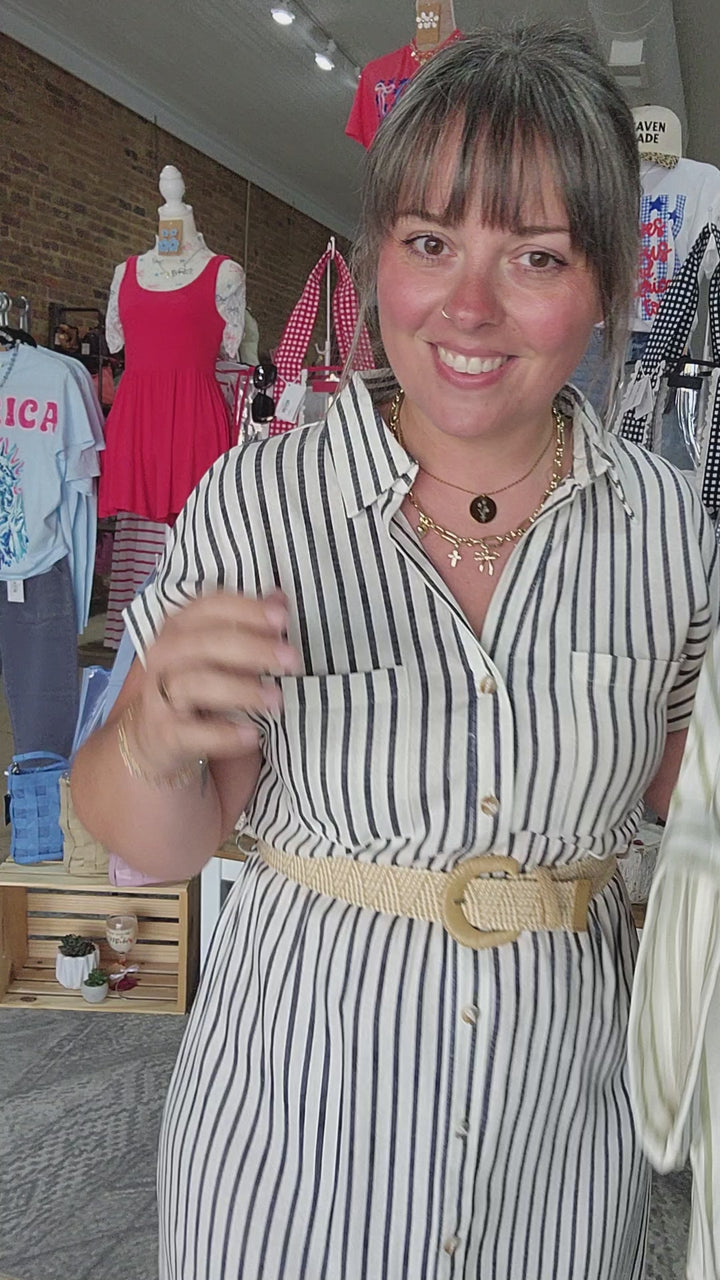 Stripe Collarded Shirt Dress