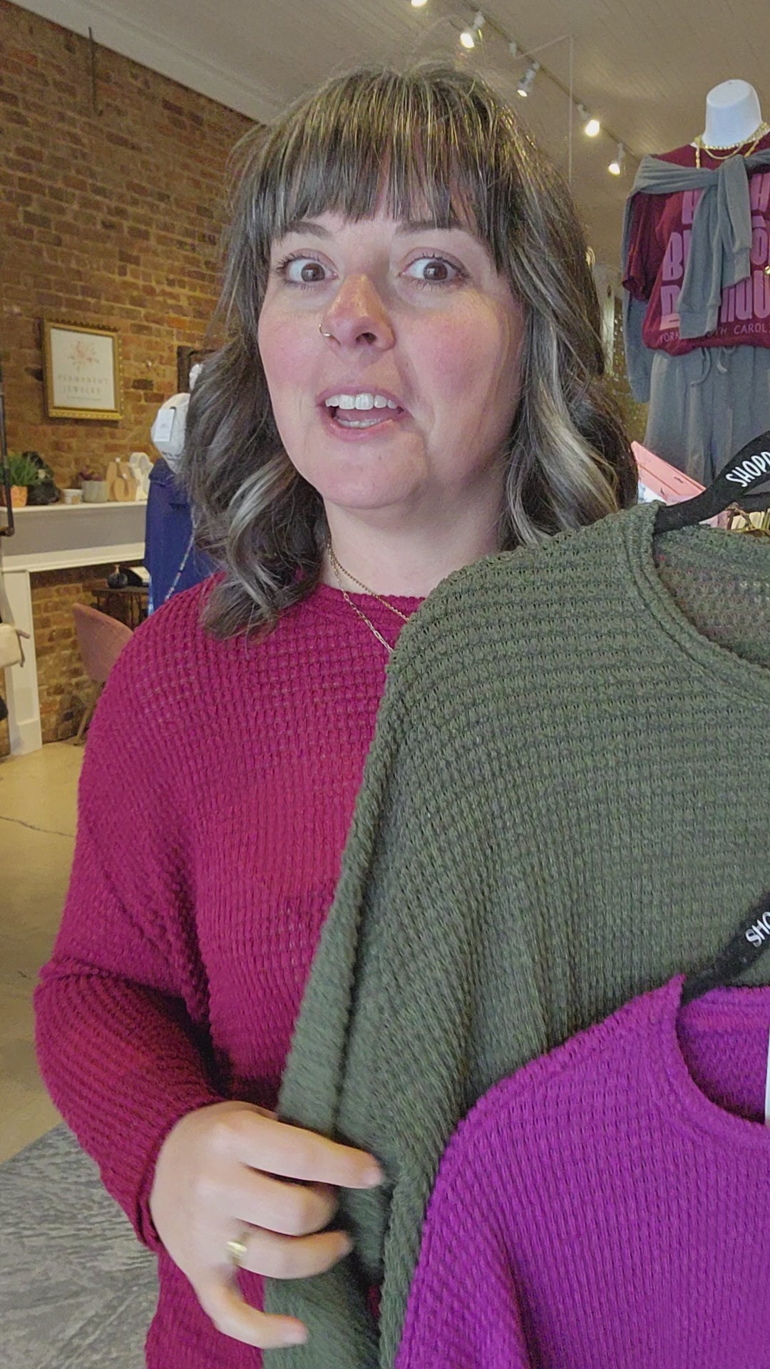 Front Pocket Waffle Top