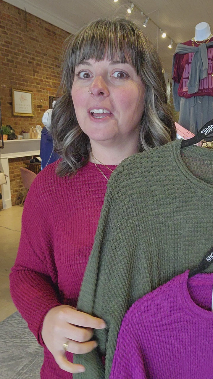 Front Pocket Waffle Top