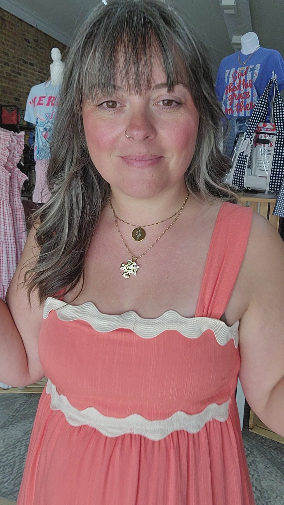 Coral Rik Rack Midi Dress