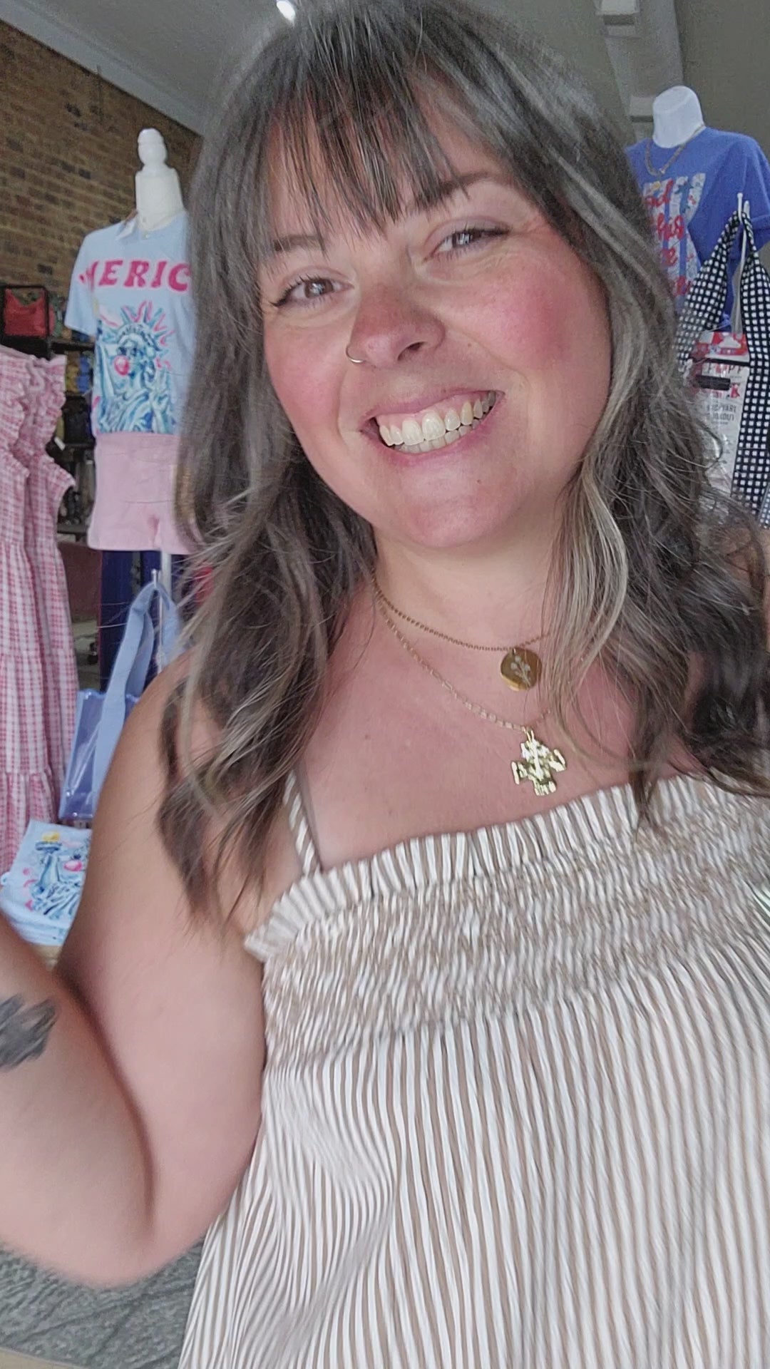 Stripe Smocked Tunic Maxi Dress