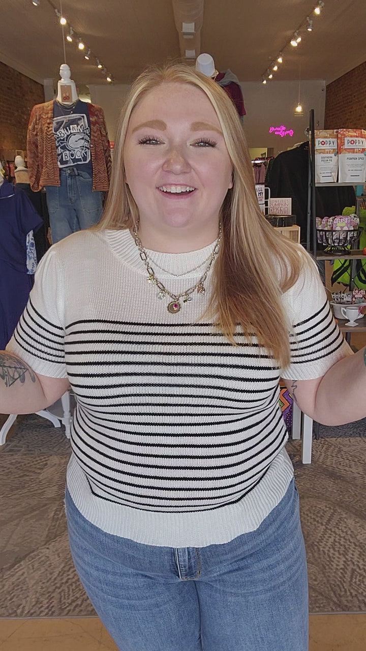Ivory & Black Stripe Sweater