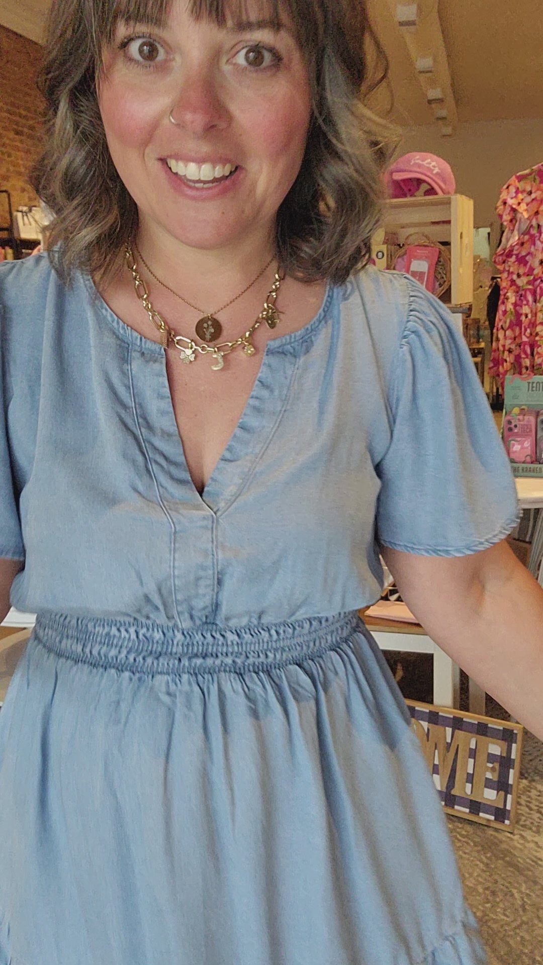 Chambray Flounce Dress