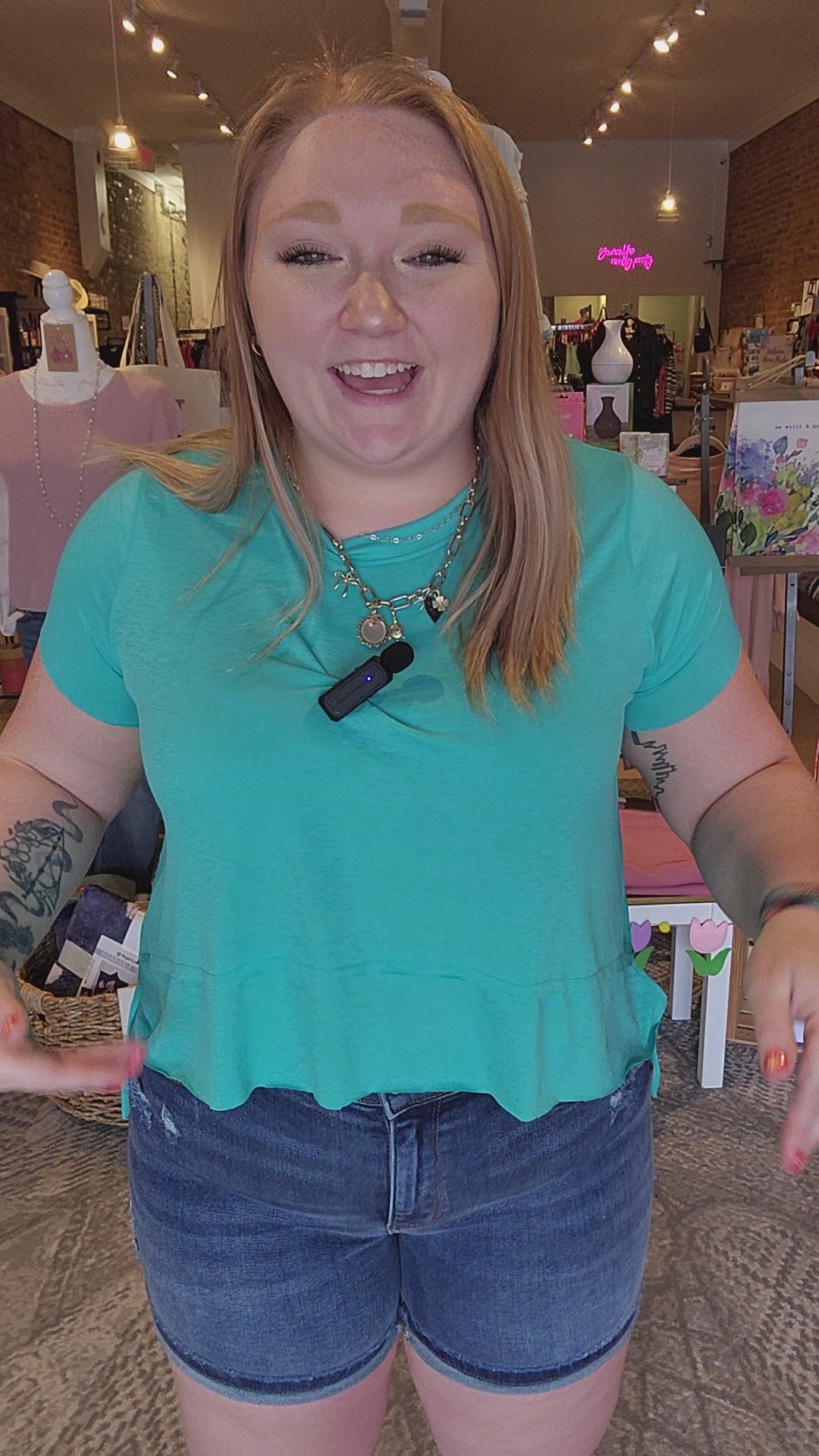 Teal Slinky Crop Tee