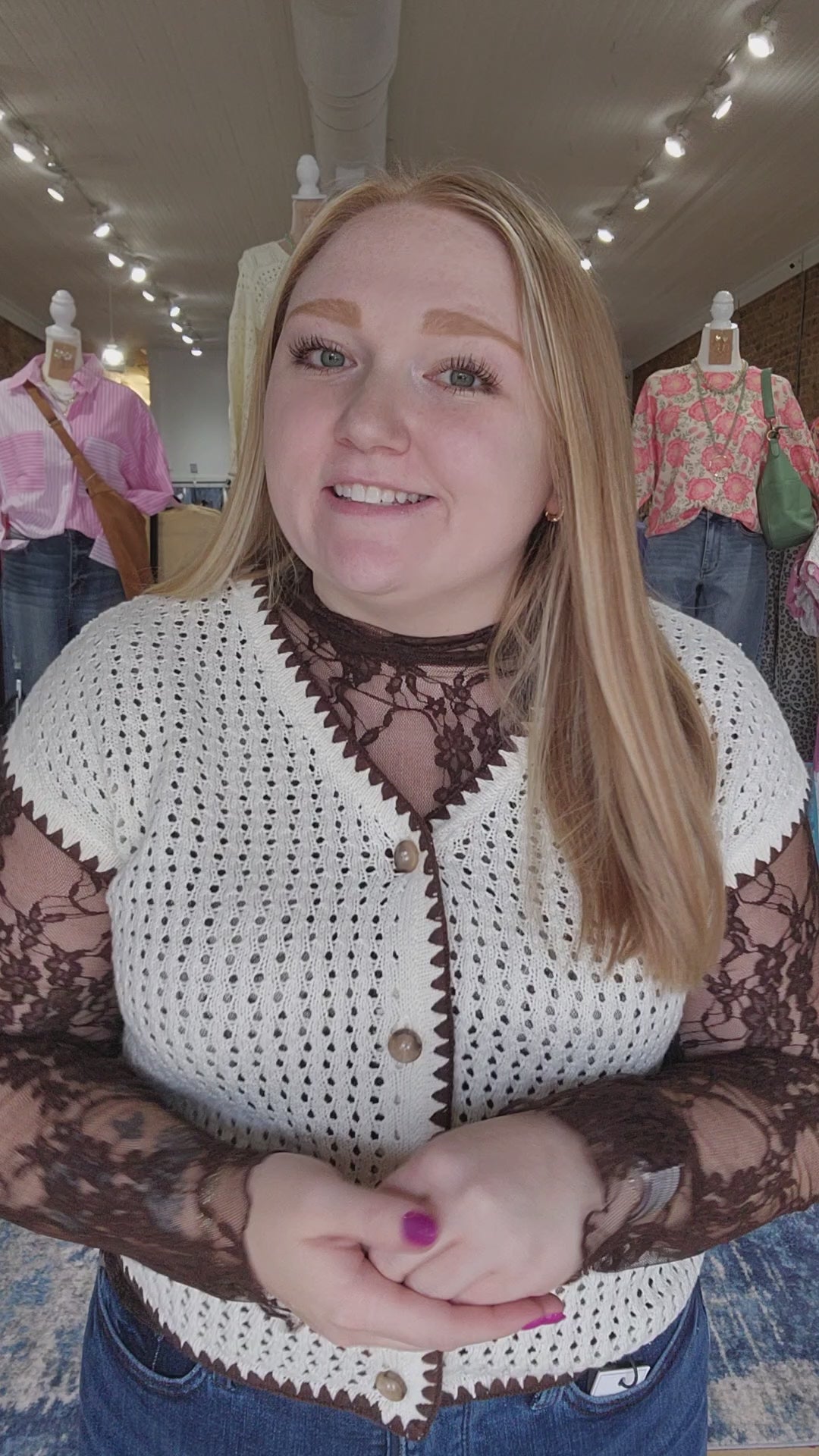 Contrast Stitch Crochet Cardigan