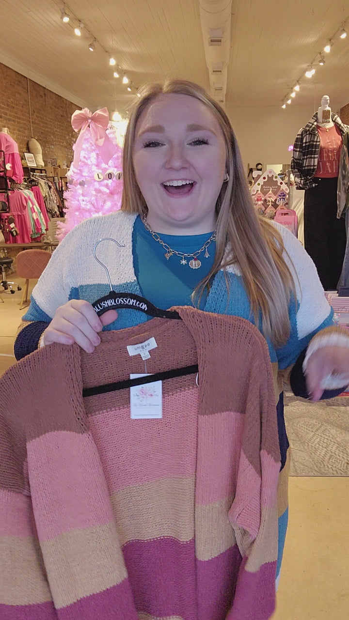 Stripe Chenille Feel Cardigan