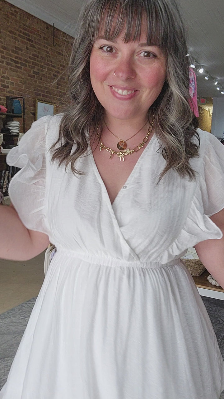 White Layered Ruffle Dress