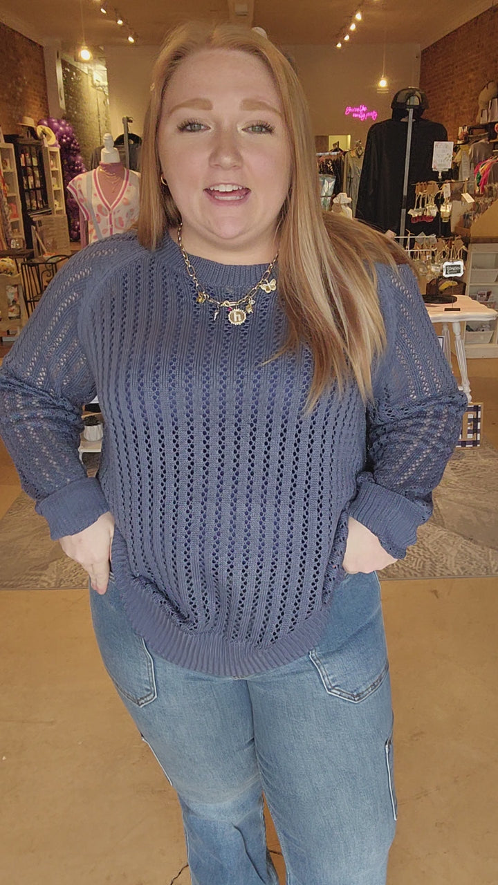 Navy Open Weave Knit