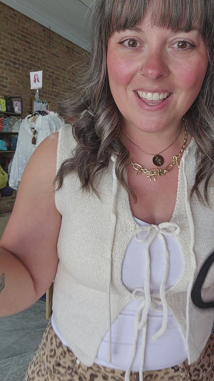 Front Tie Sweater Vest