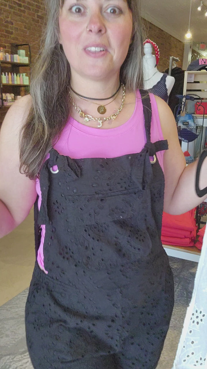 Eyelet Overall Shorts