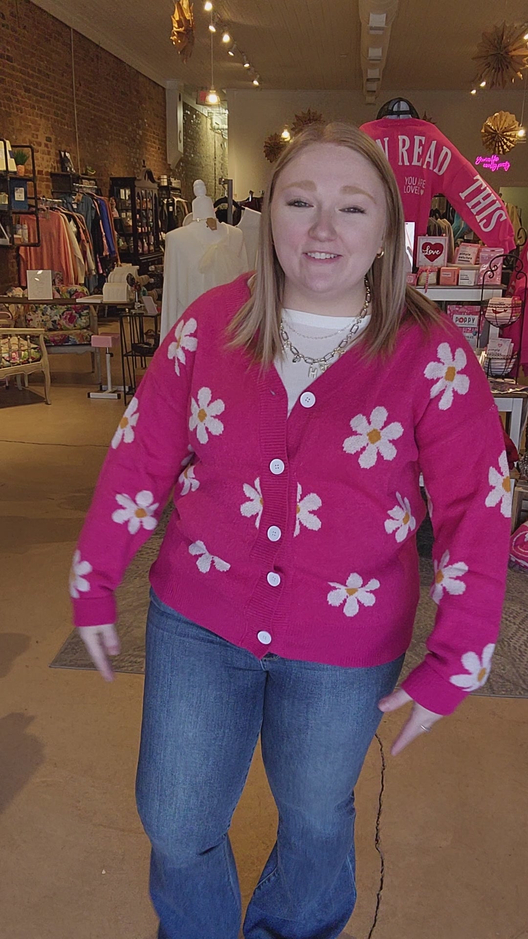 Pink Daisy Cardigan