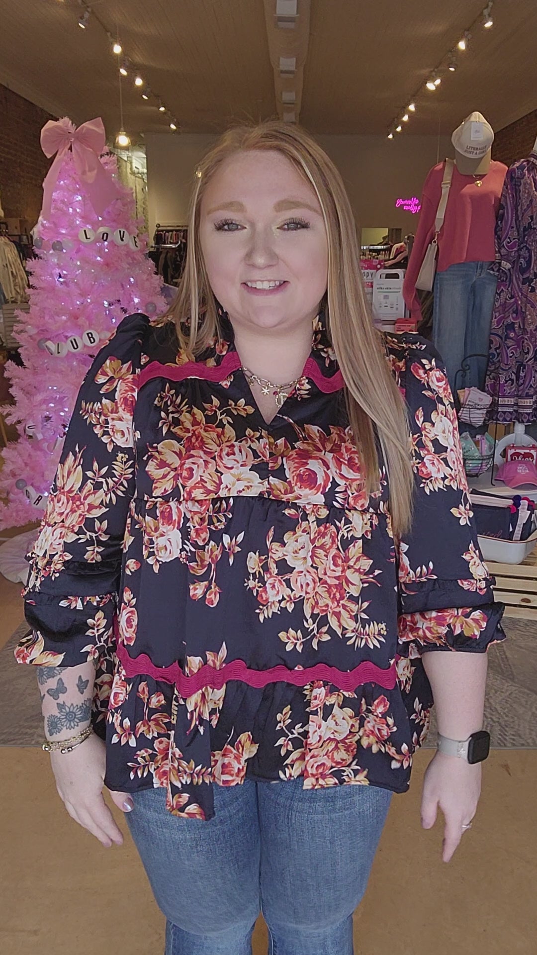 S & M Floral Rik Rak Blouse FINAL SALE