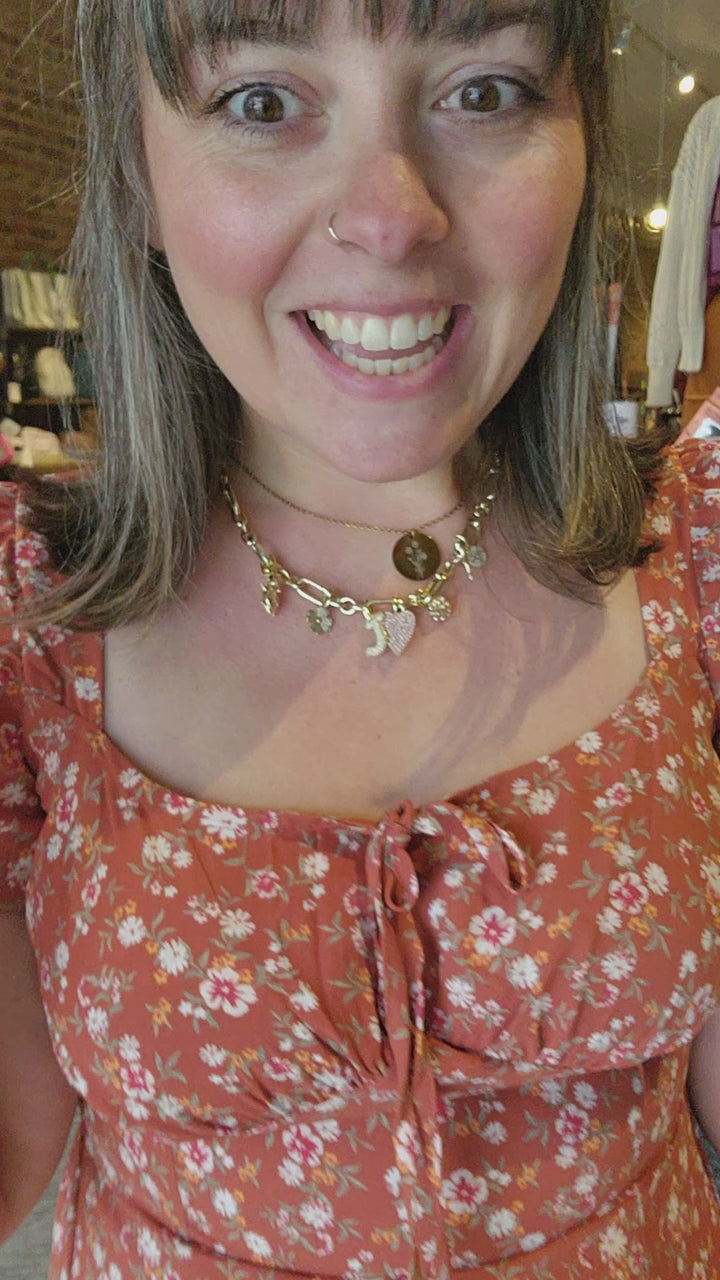 Rust Floral Midi Dress