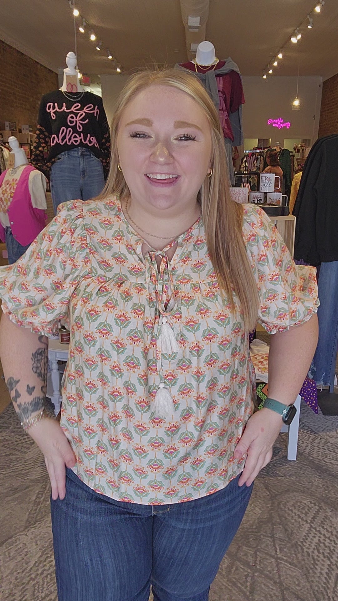 Short Sleeve V Neck Blouse