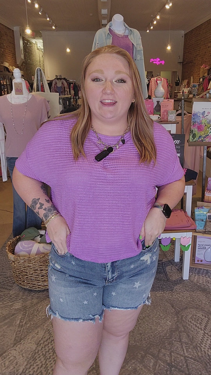 Grape Waffle Knit Top