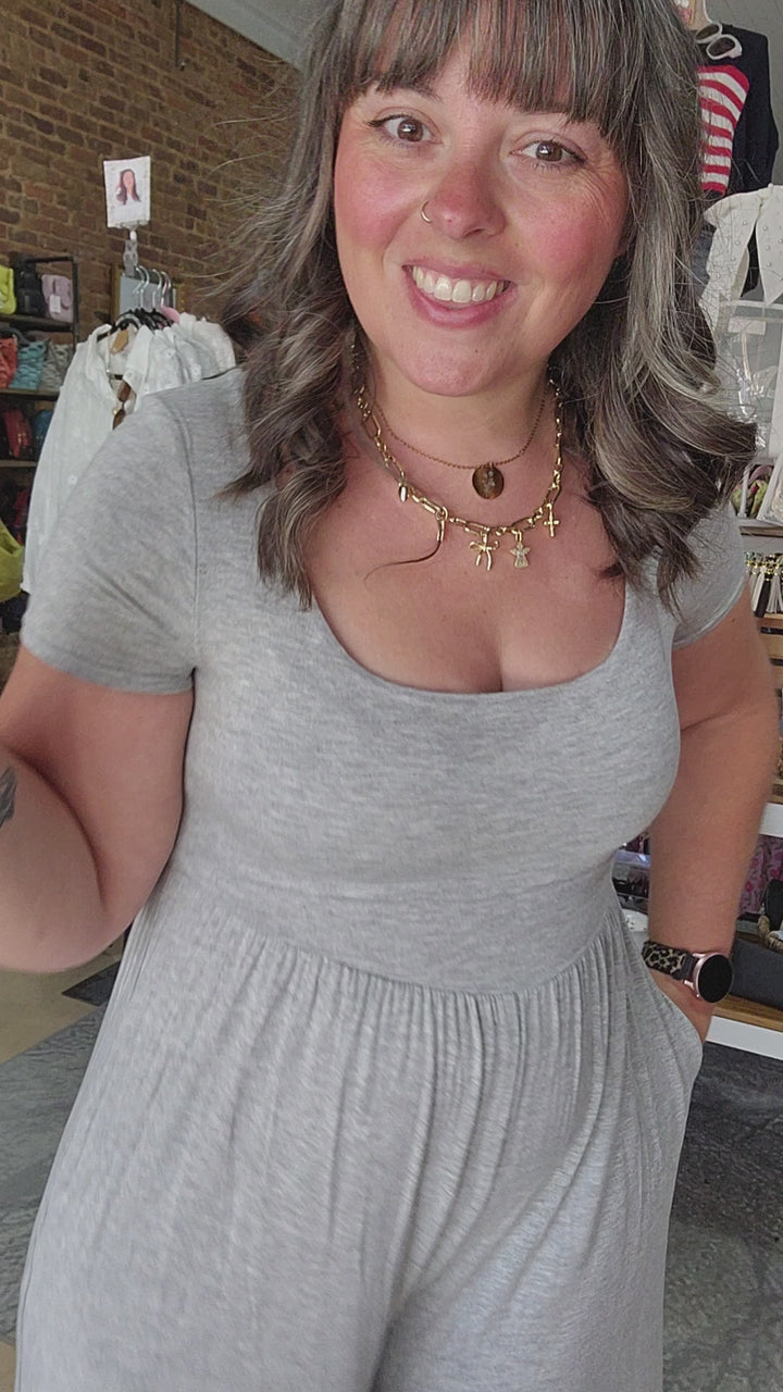 Heather Grey Cropped Romper