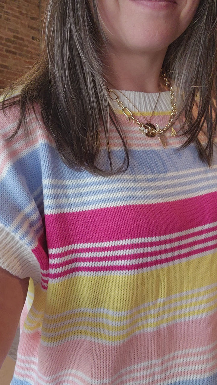 2X & 3X Candy Stripe Knit Top FINAL SALE