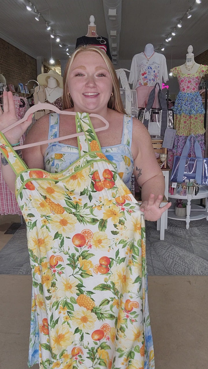 Floral & Fruit Summer Midi Dress