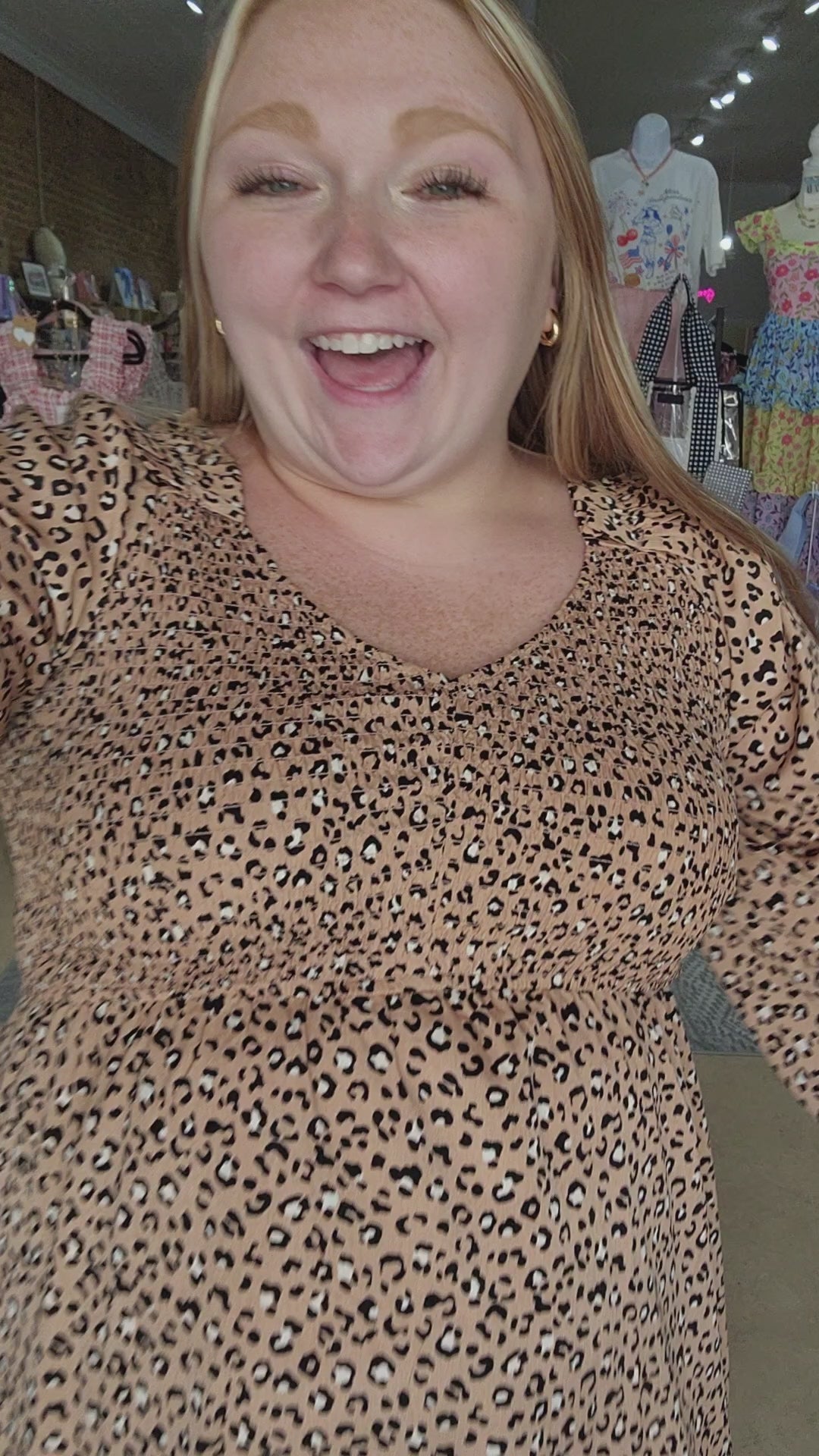 Smocked Leopard Dress