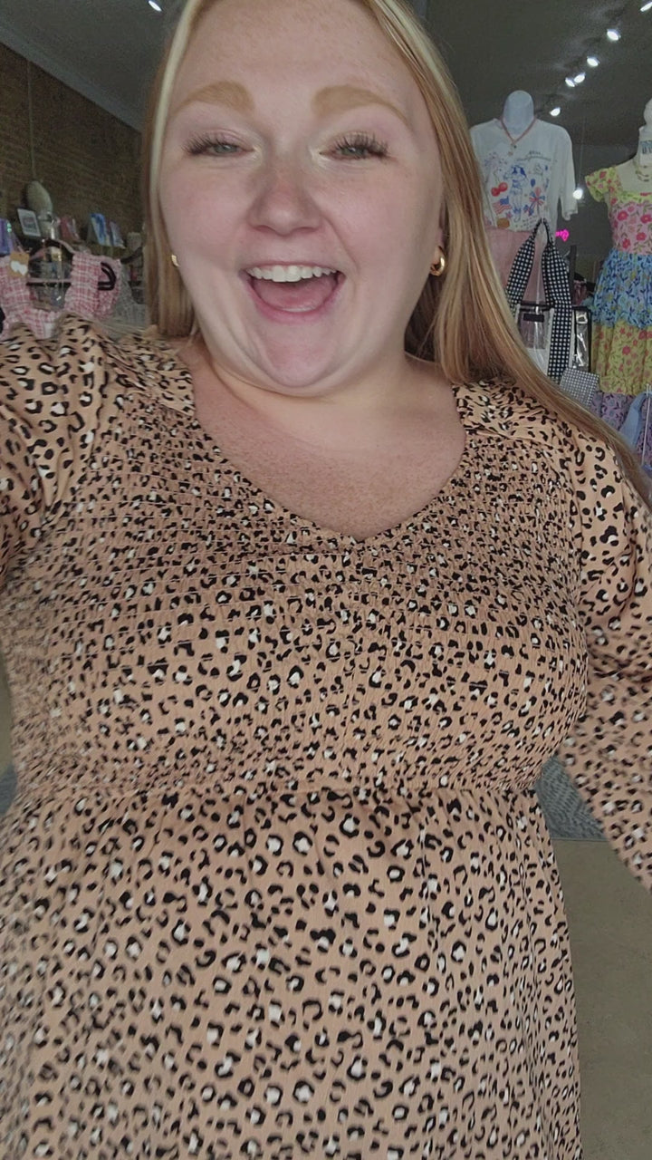 Smocked Leopard Dress