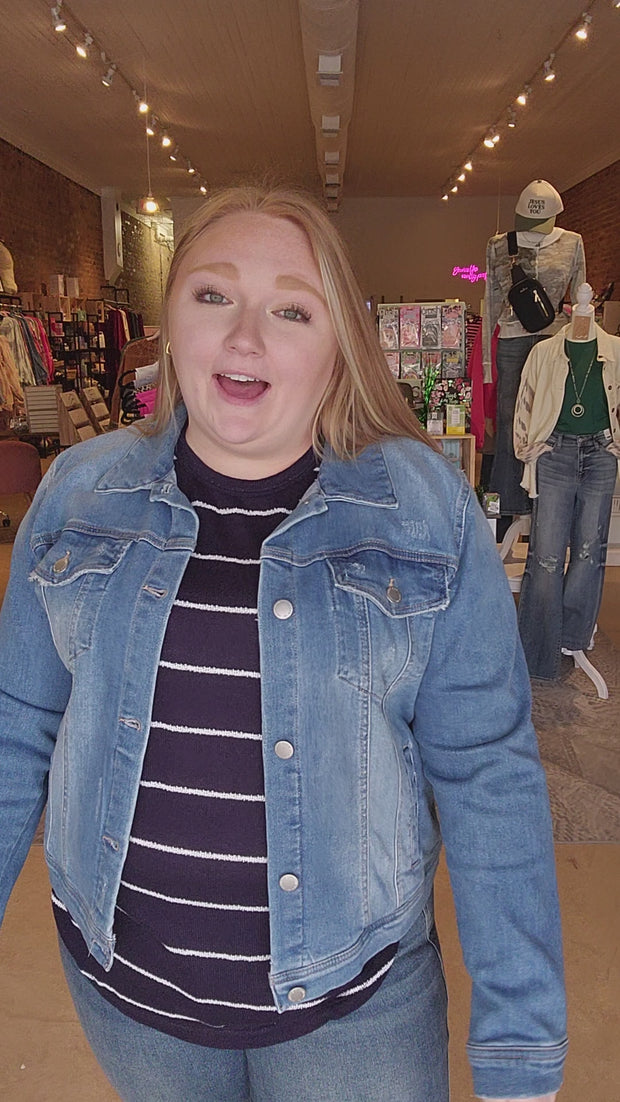 1X, 2X, 3X Light Wash Denim Jacket FINAL SALE – The Blush Blossom