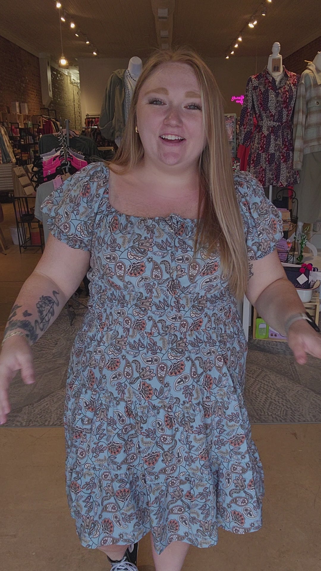 Plus Paisley Blue Dress