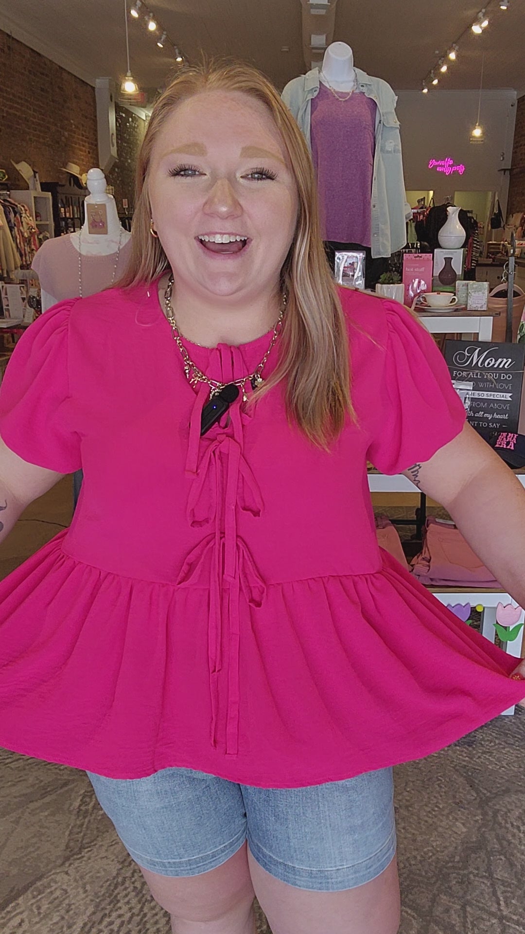 Hot Pink Bow Front Top