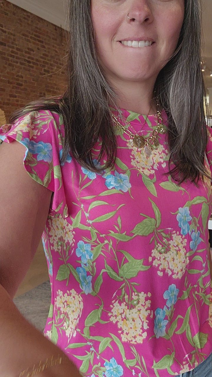 Fuchsia Floral Slinky Top