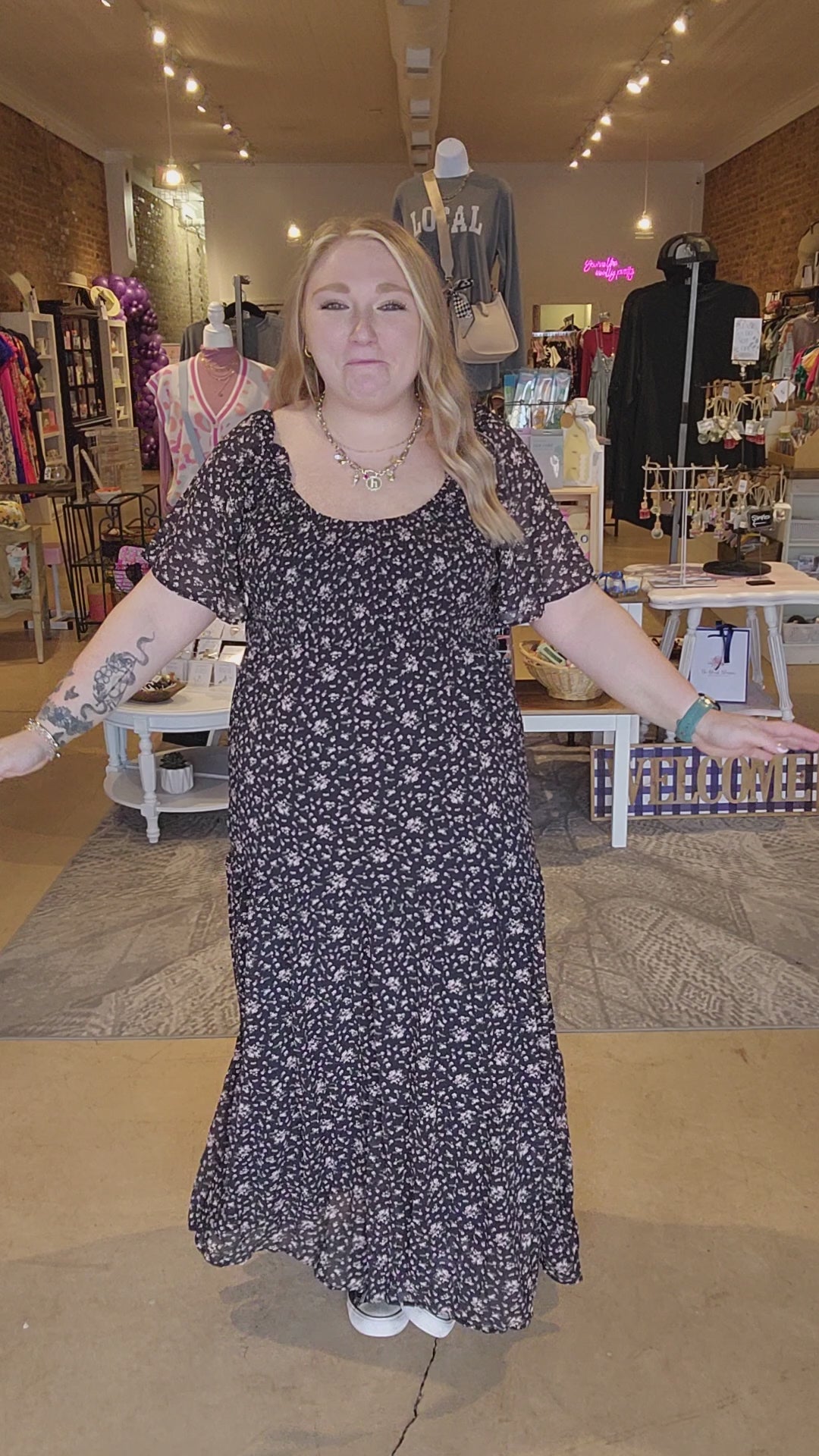 Sheer Floral Smocked Dress
