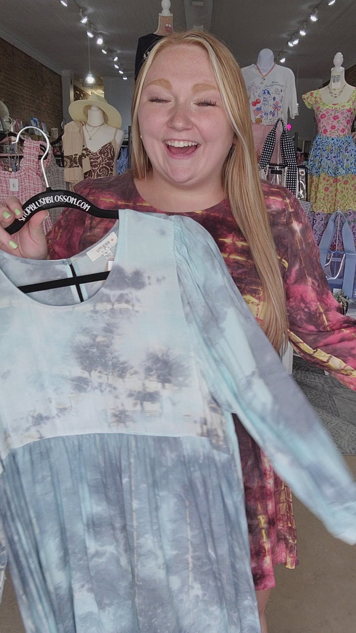 S, M, L, XL, 1X, 2X Tie Dye Baby Doll Dress FINAL SALE