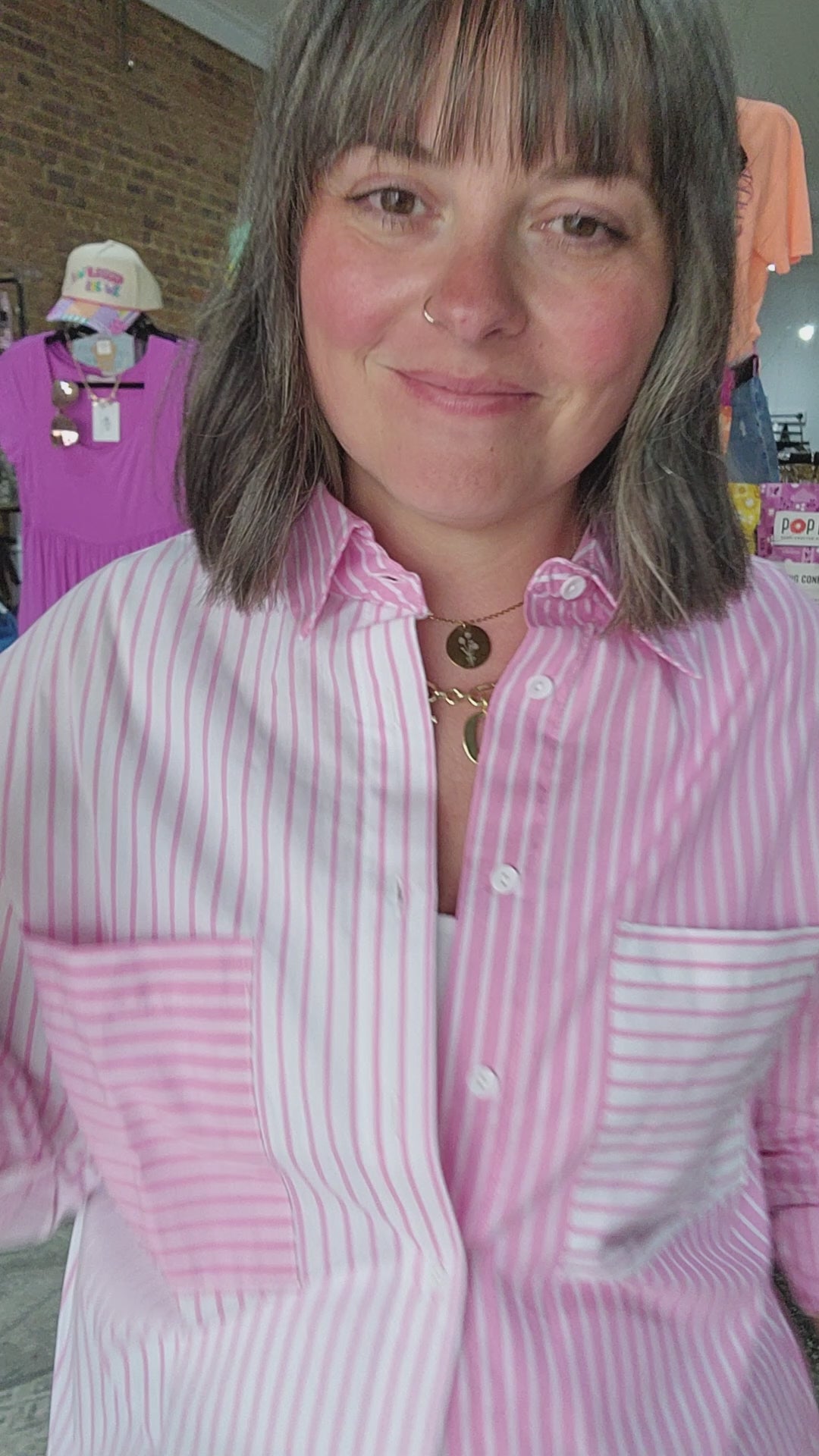 Half and Half Button Up Top
