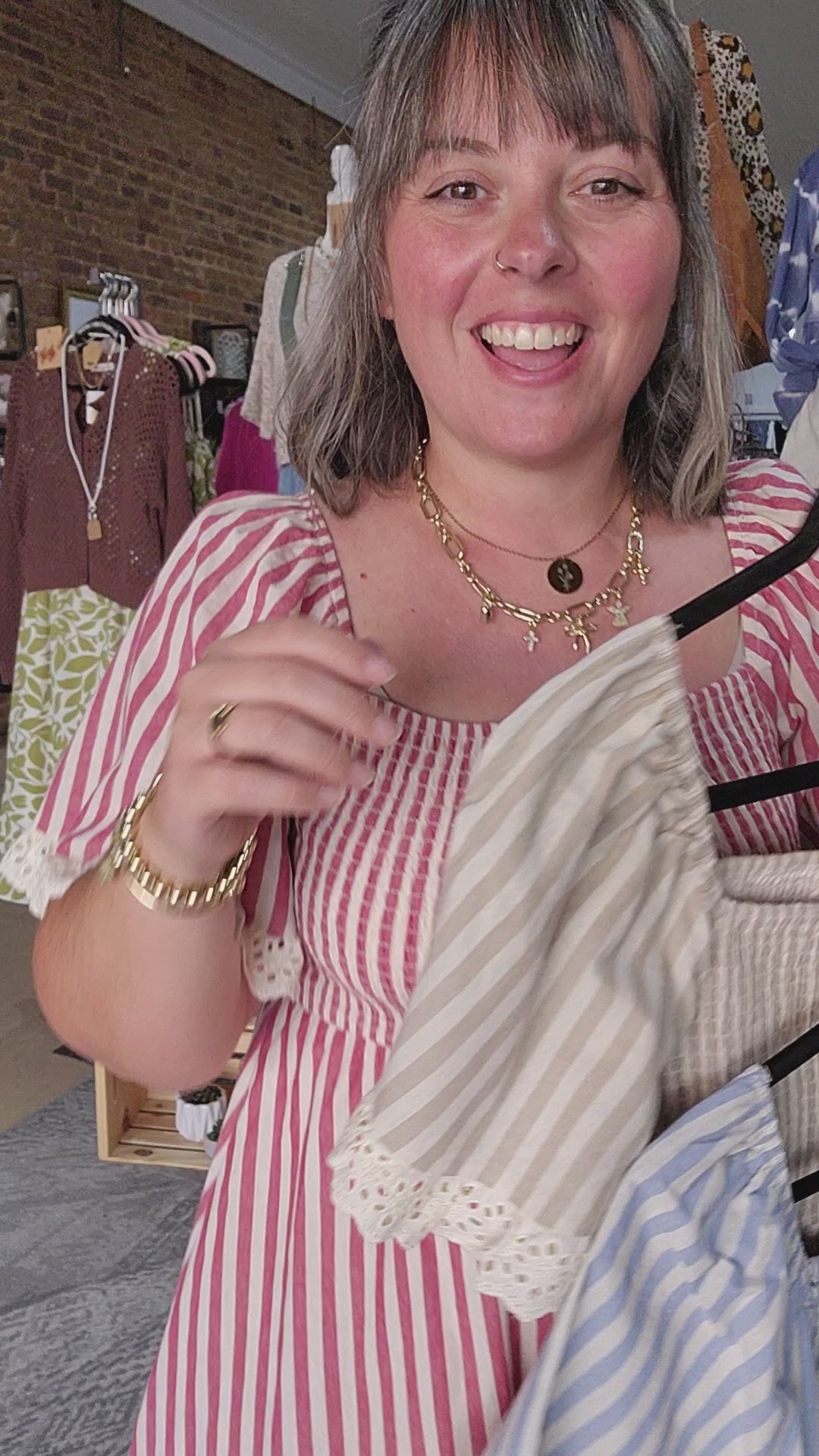 Linen Smocked Eyelet Dress