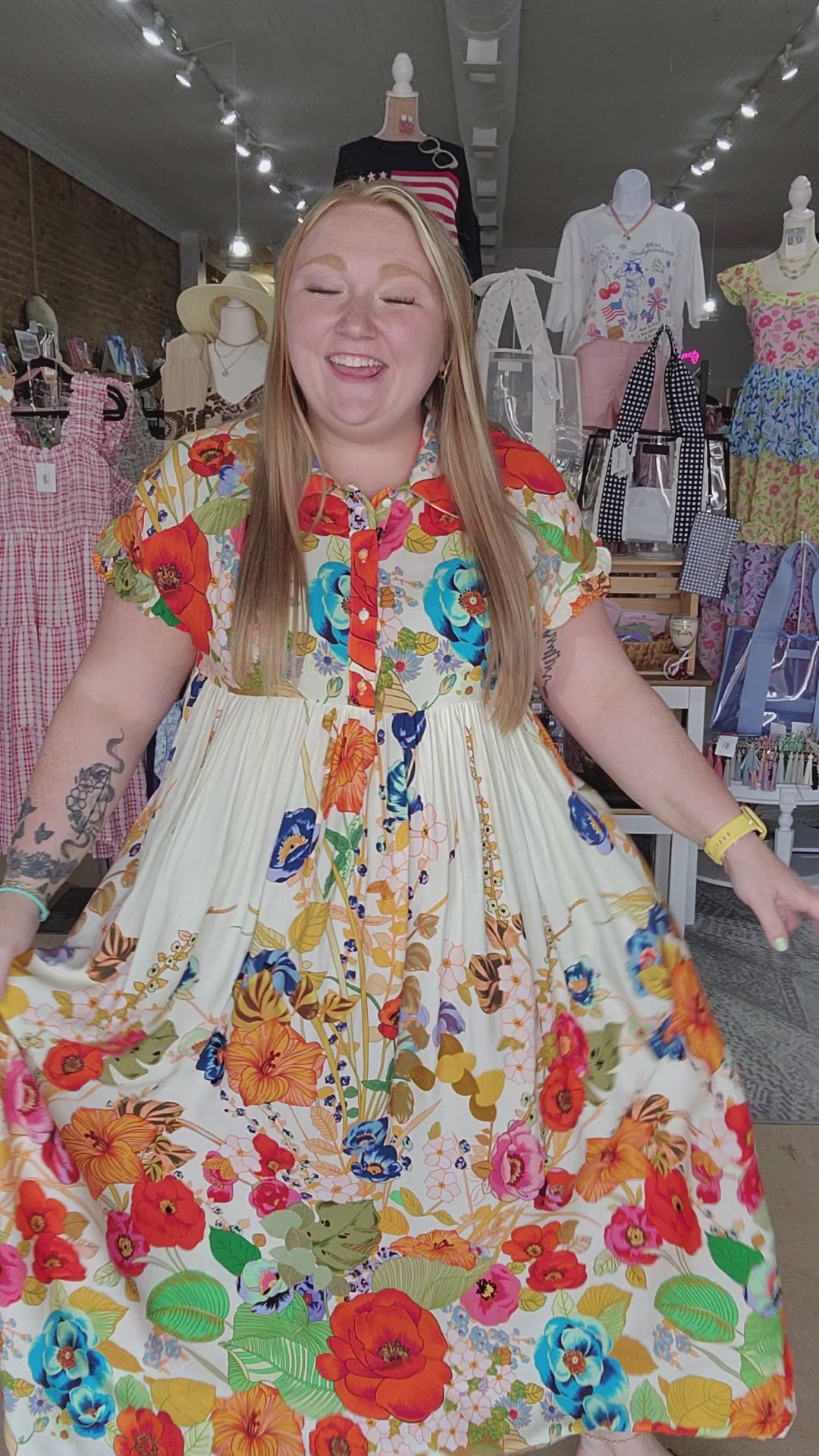 Floral Print Maxi Shirt Dress