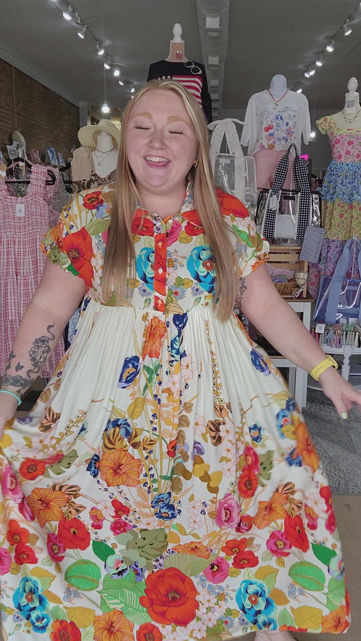 Floral Print Maxi Shirt Dress