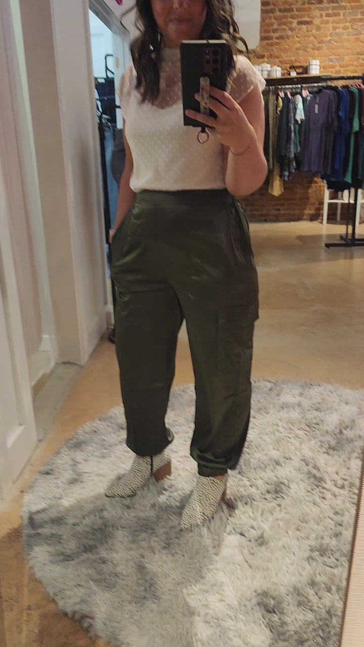 M Stretched Satin Cargo Pants FINAL SALE