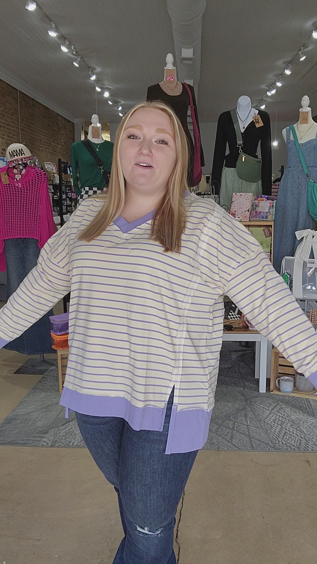 Lavender Stripe Pullover Top