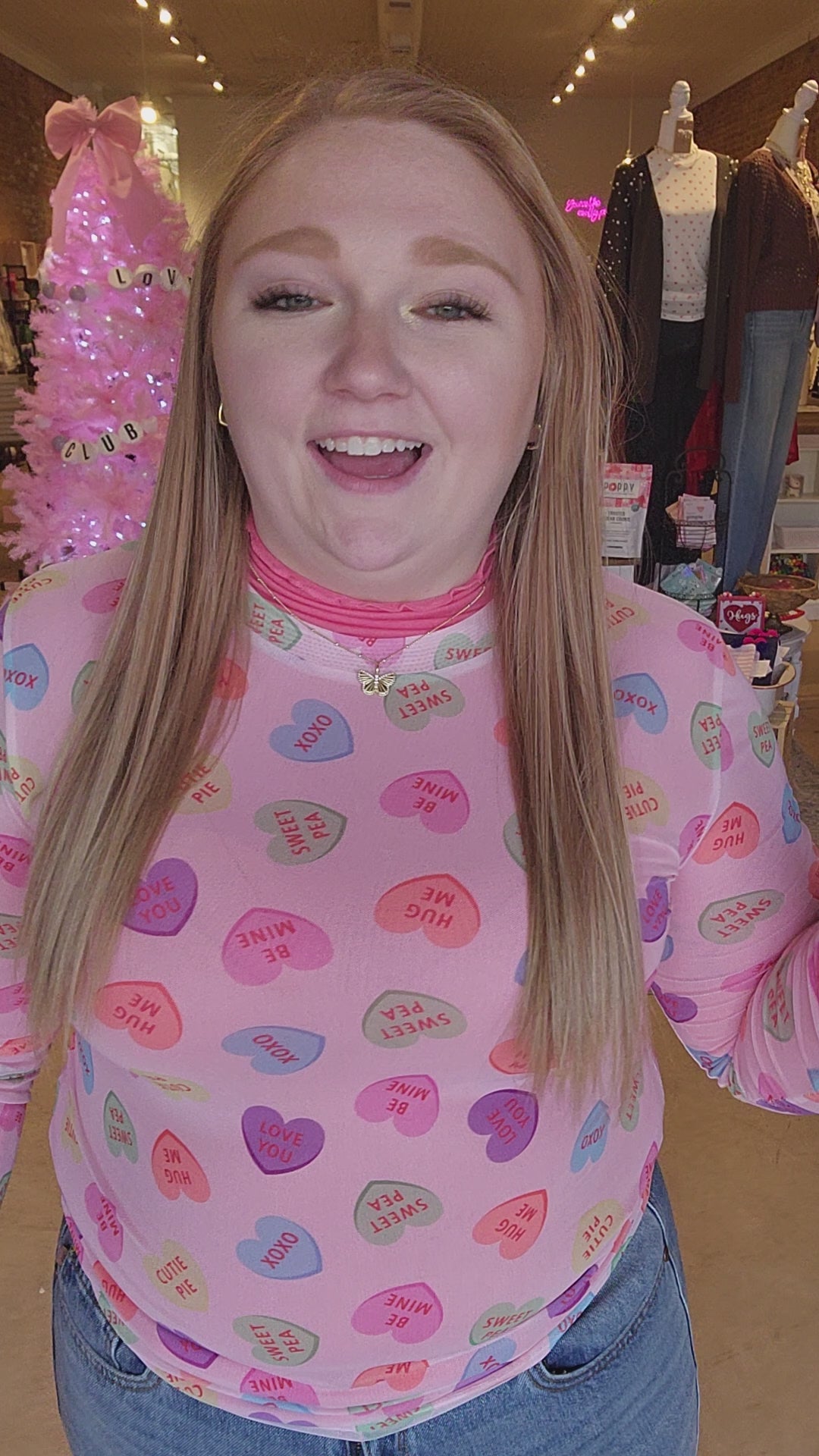 L/XL Candy Hearts Mesh Top FINAL SALE