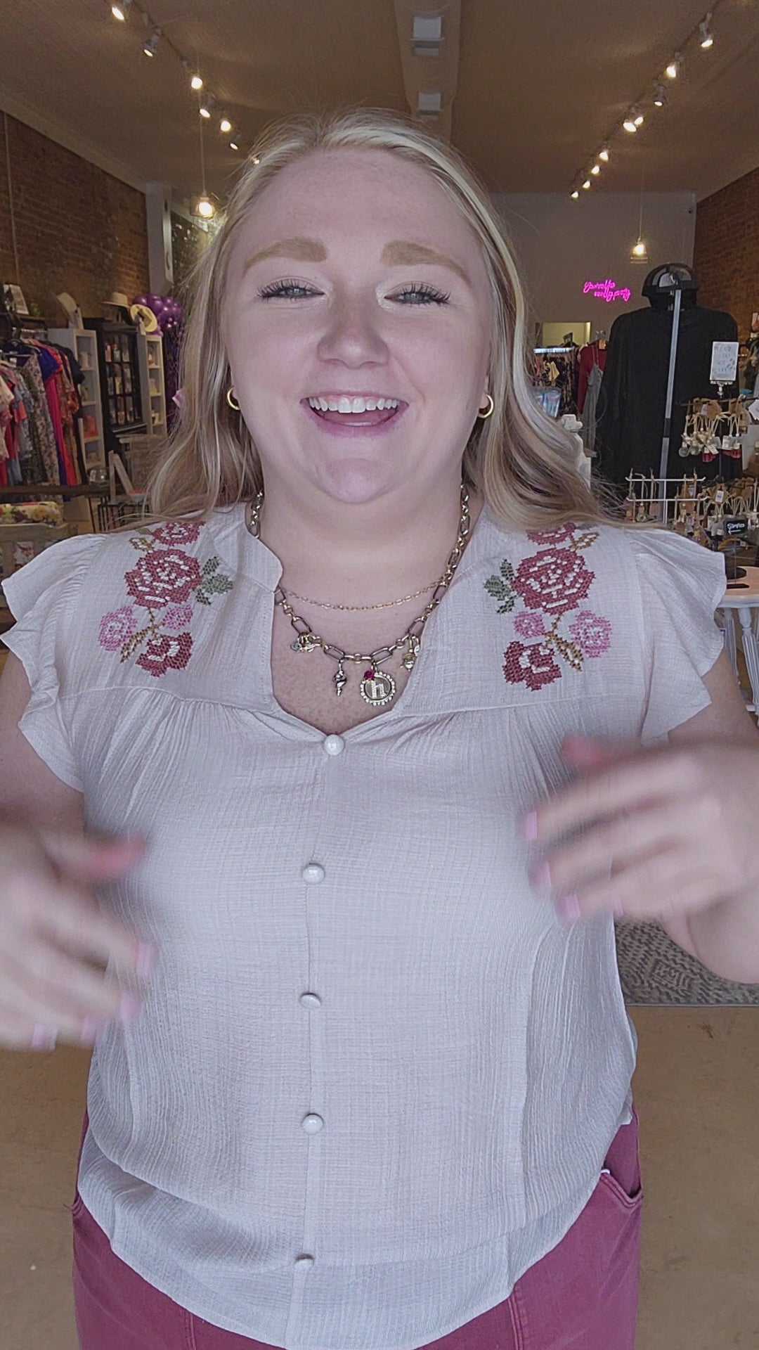 Floral Embroidery Blouse
