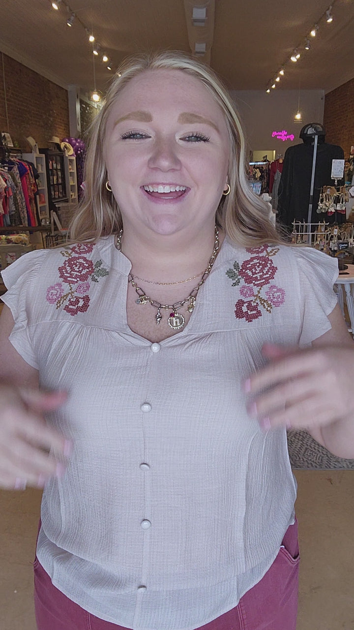 Floral Embroidery Blouse