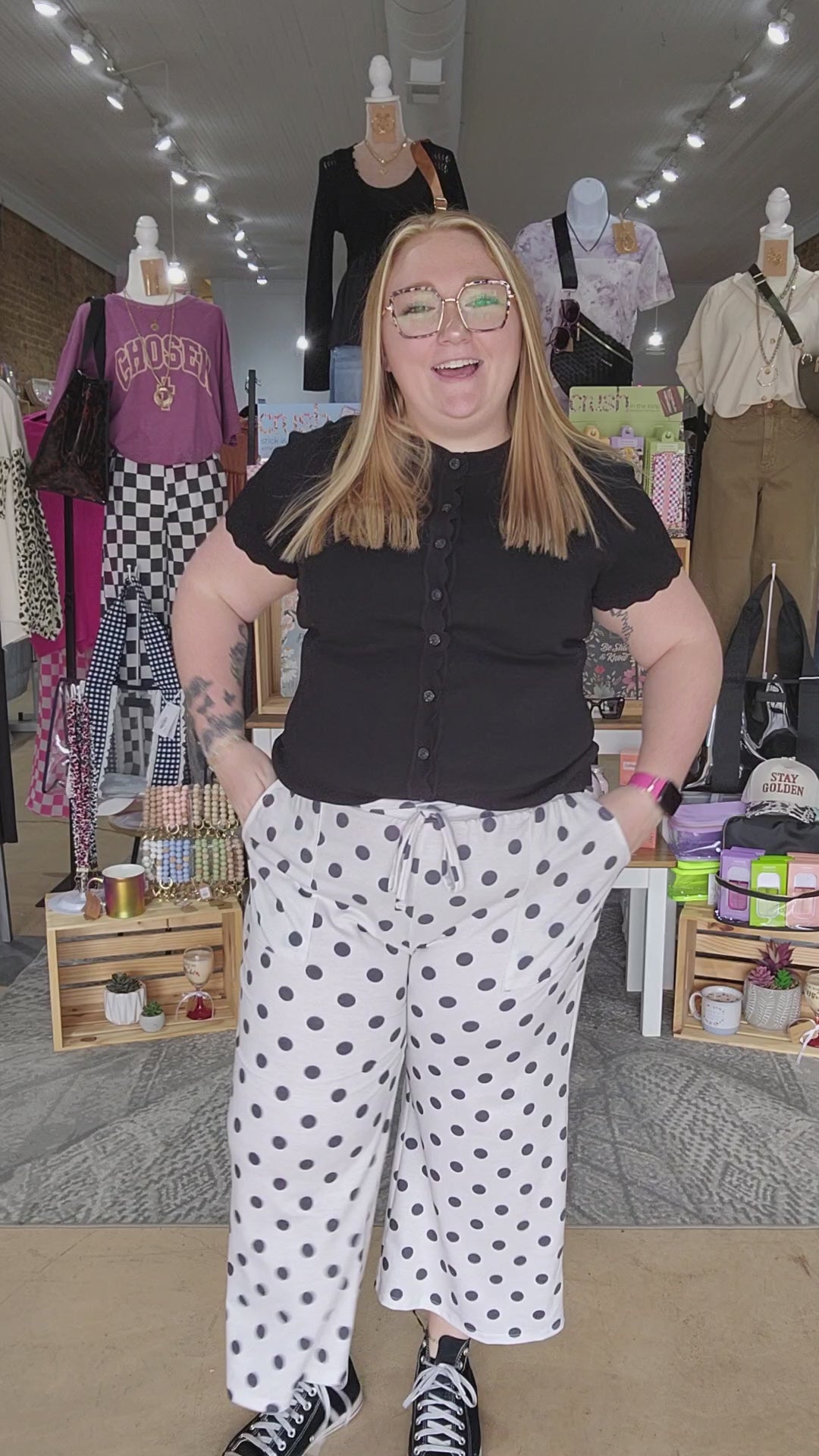 Wide Leg Polka Dot Pants