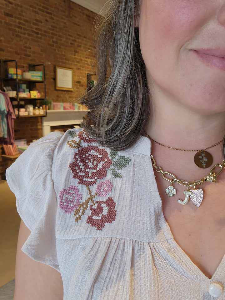 Floral Embroidery Blouse