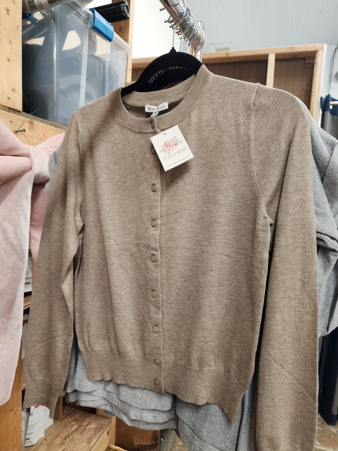 Taupe Button Down Cardigan