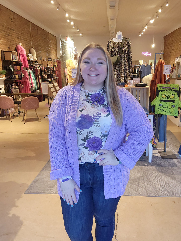 Purple Chenielle Feel Cardigan
